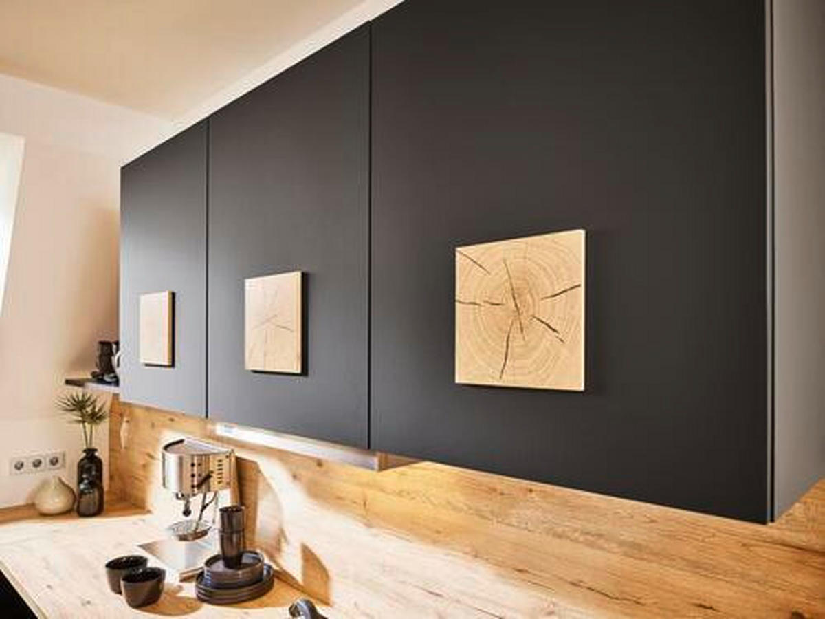 EINBAUKÜCHE DK309  - Eichefarben/Schwarz, Design, Holzwerkstoff - Dieter Knoll