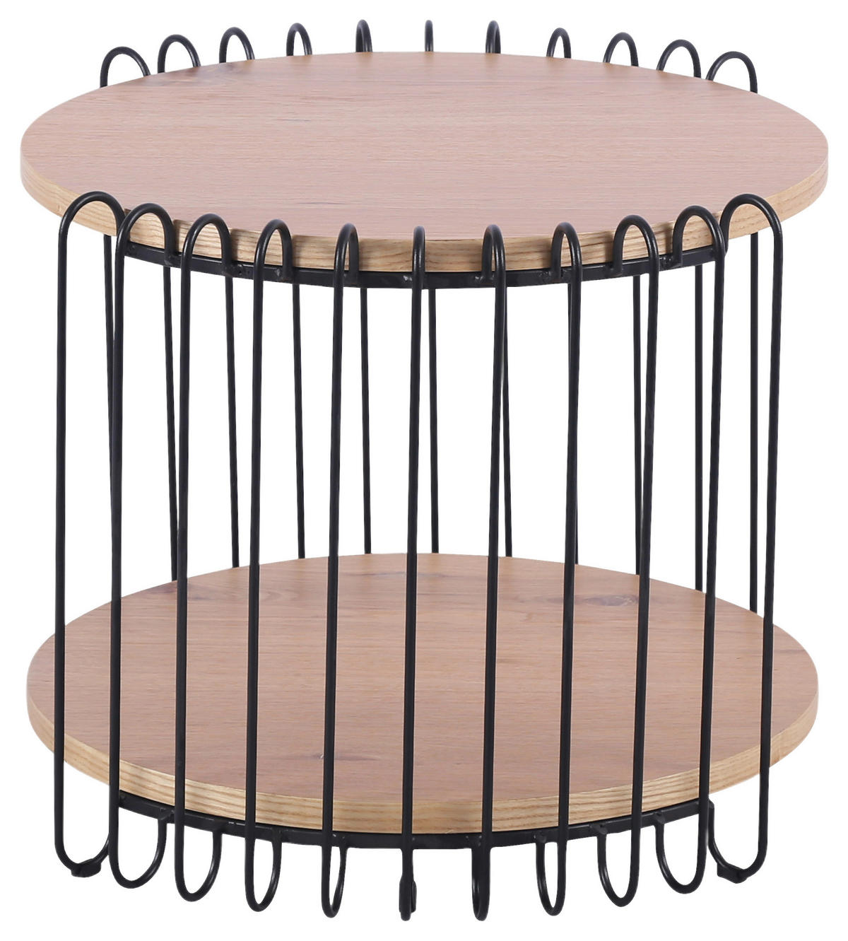 COUCHTISCH Eiche furniert 60/60/48 cm rund Schwarz, Eichefarben  - Eichefarben/Schwarz, Basics, Holz/Holzwerkstoff (60/60/48cm) - Stylife