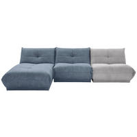 ECKSOFA in Cord, Lederlook Grau, Blaugrau  - Blaugrau/Grau, Trend, Textil (185/315cm) - Livetastic