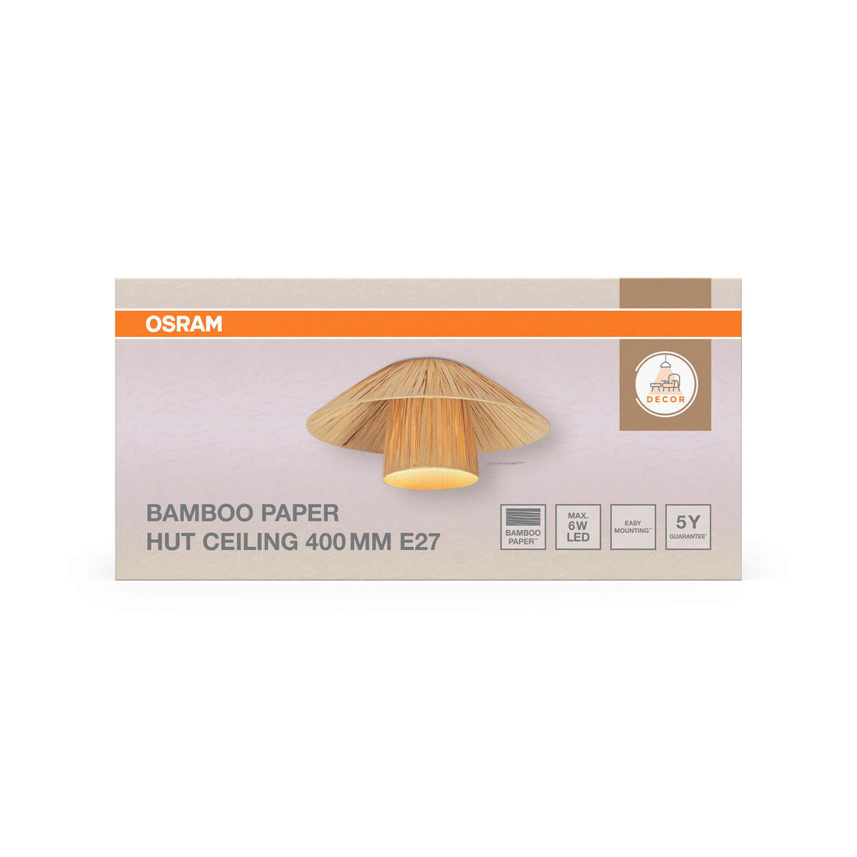 DECKENLEUCHTE  40/18.6 cm    - Hellbraun, Natur, Naturmaterialien/Metall (40/18.6cm) - Osram