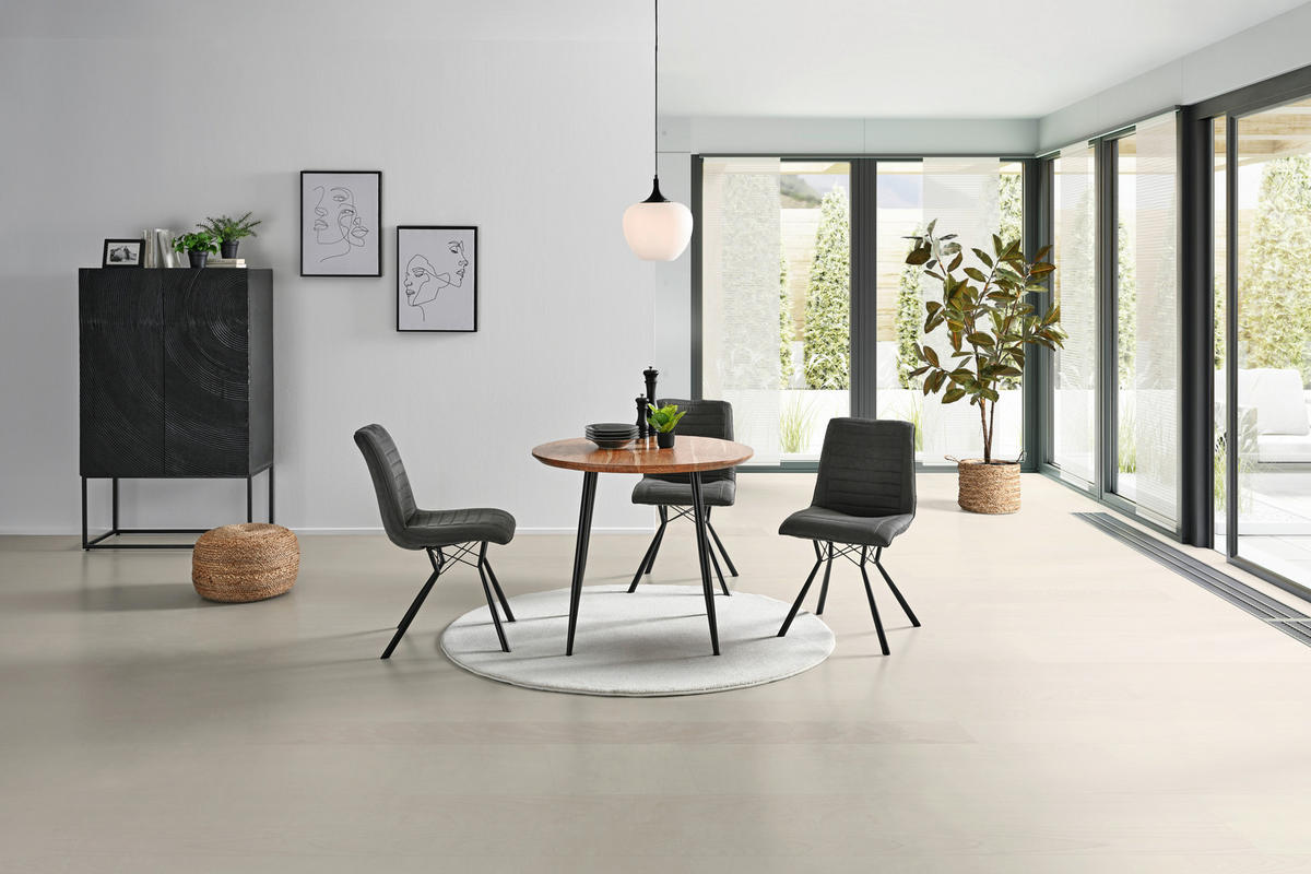 ESSTISCH in Holz, Metall  - Schwarz/Akaziefarben, Natur, Holz/Metall (90/76/90cm) - Livetastic