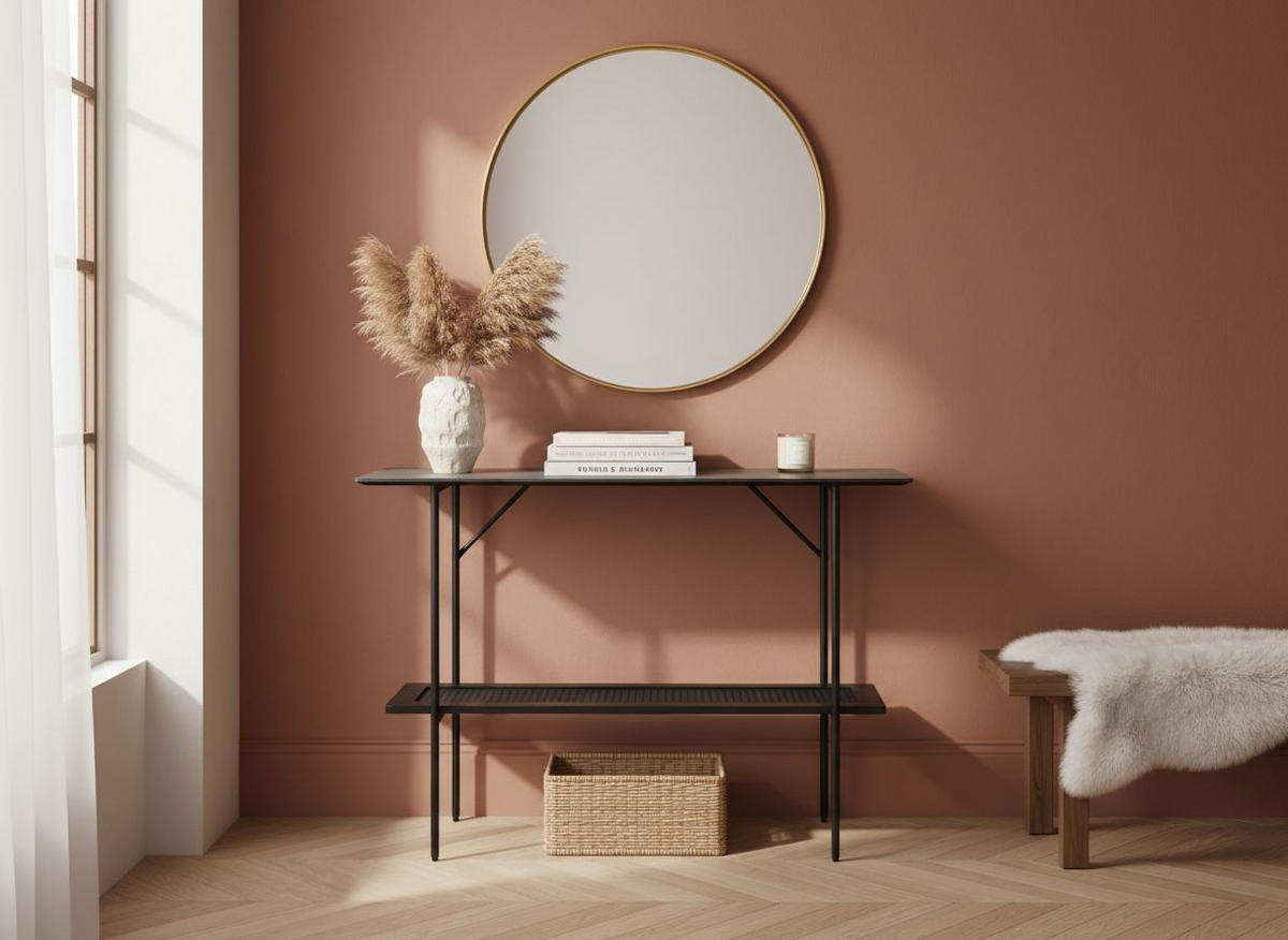 KONSOLBORD i trämaterial 100/37/75 cm    - svart, Modern, metall/trämaterial (100/37/75cm) - Livetastic