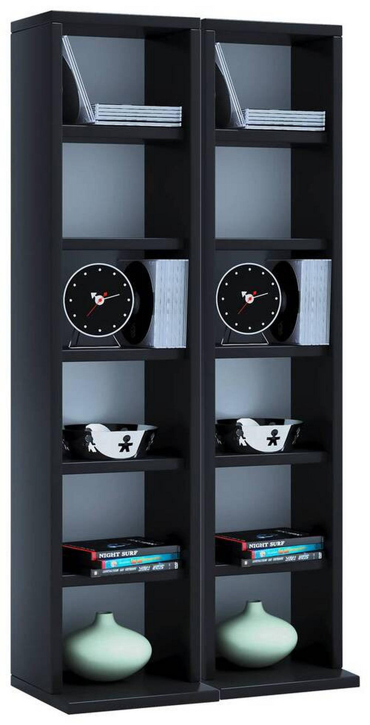 CD-Regal in Schwarz - Schwarz, Konventionell, Holzwerkstoff (42/92/20cm) - MID.YOU