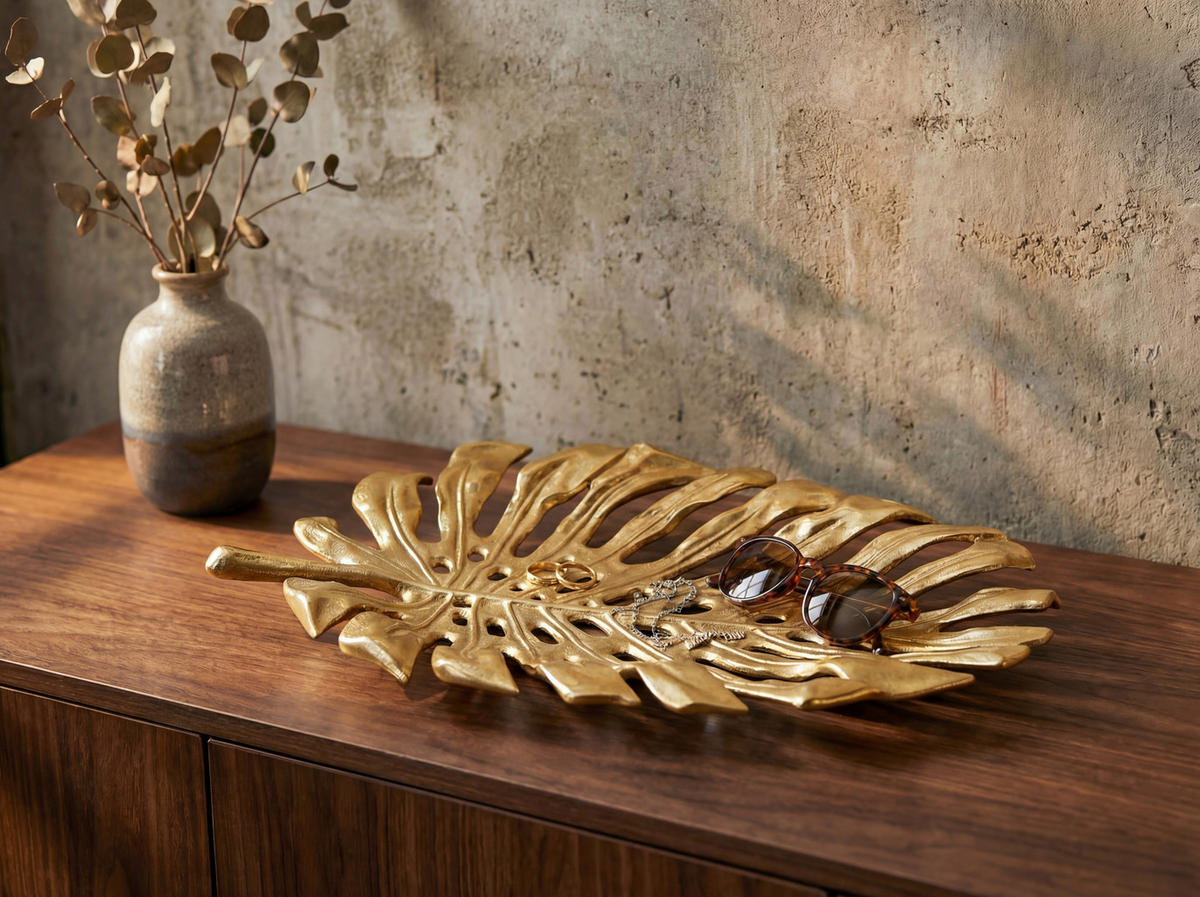 OKRASNA SKLEDA     36/29/4 cm         - zlate barve, Design, kovina (36/29/4cm) - Livetastic