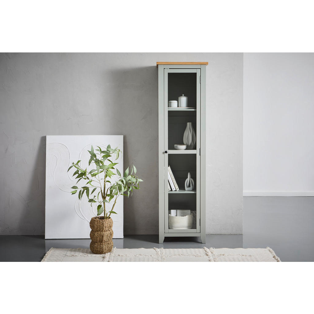 Thumbnail - Mid.you Vitrine, Grau, Klar, Natur, Holzwerkstoff, Eiche, Kiefer, massiv, 3 Fächer, 56x200x43 cm, Wohnzimmer, Wohnwände,...