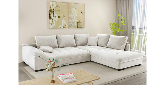 ECKSOFA Naturfarben Cord Zierkissen, Rückenkissen, Rücken echt  - Schwarz/Naturfarben, KONVENTIONELL, Holz/Textil (298/202cm) - Carryhome