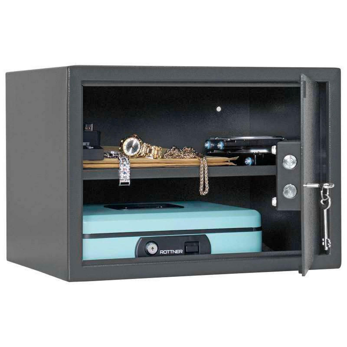 TRESOR - Anthrazit, KONVENTIONELL, Metall (43/30/32cm) - ROTTNER