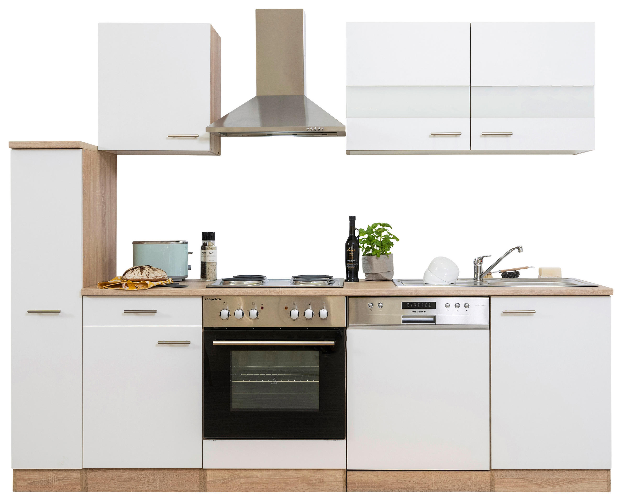 MODULKÖK 250 cm   i vit  - stålfärgad/vit, Basics, metall/trämaterial (250cm) - Respekta
