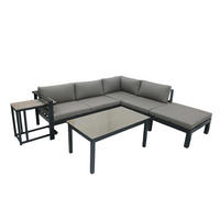 LOUNGEGARNITUR 5-teilig   177/65,5/247 cm Aluminium  - Anthrazit/Grau, Basics, Glas/Kunststoff (177/65,5/247cm) - Gardenson