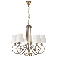 KRONLEUCHTER 70/70/115 cm   - Weiß Hochglanz/Bronzefarben, KONVENTIONELL, Textil/Metall (70/70/115cm)