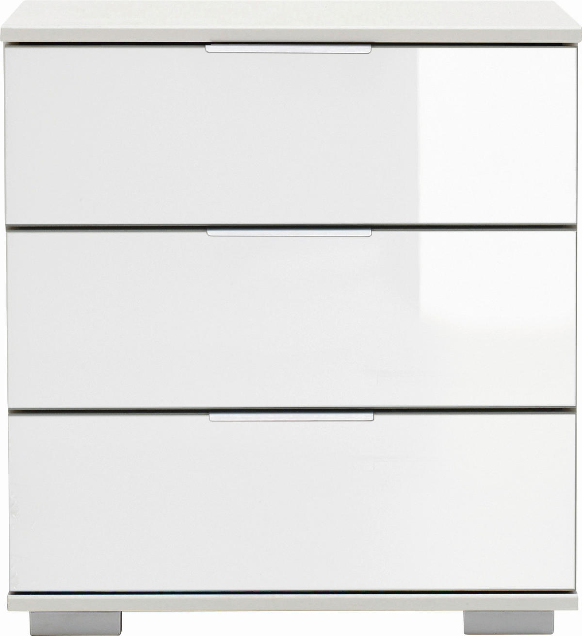 NACHTKÄSTCHEN 52/58/38 cm  in Weiß  - Chromfarben/Alufarben, Design, Glas/Holzwerkstoff (52/58/38cm) - Carryhome