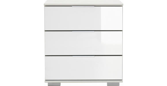 NACHTKÄSTCHEN 52/58/38 cm  in Weiß  - Chromfarben/Alufarben, Design, Glas/Holzwerkstoff (52/58/38cm) - Carryhome