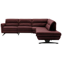 ECKSOFA in Echtleder Bordeaux  286/258 cm  - Bordeaux/Schwarz, Design, Leder/Metall (286/258cm) - Schöner Wohnen