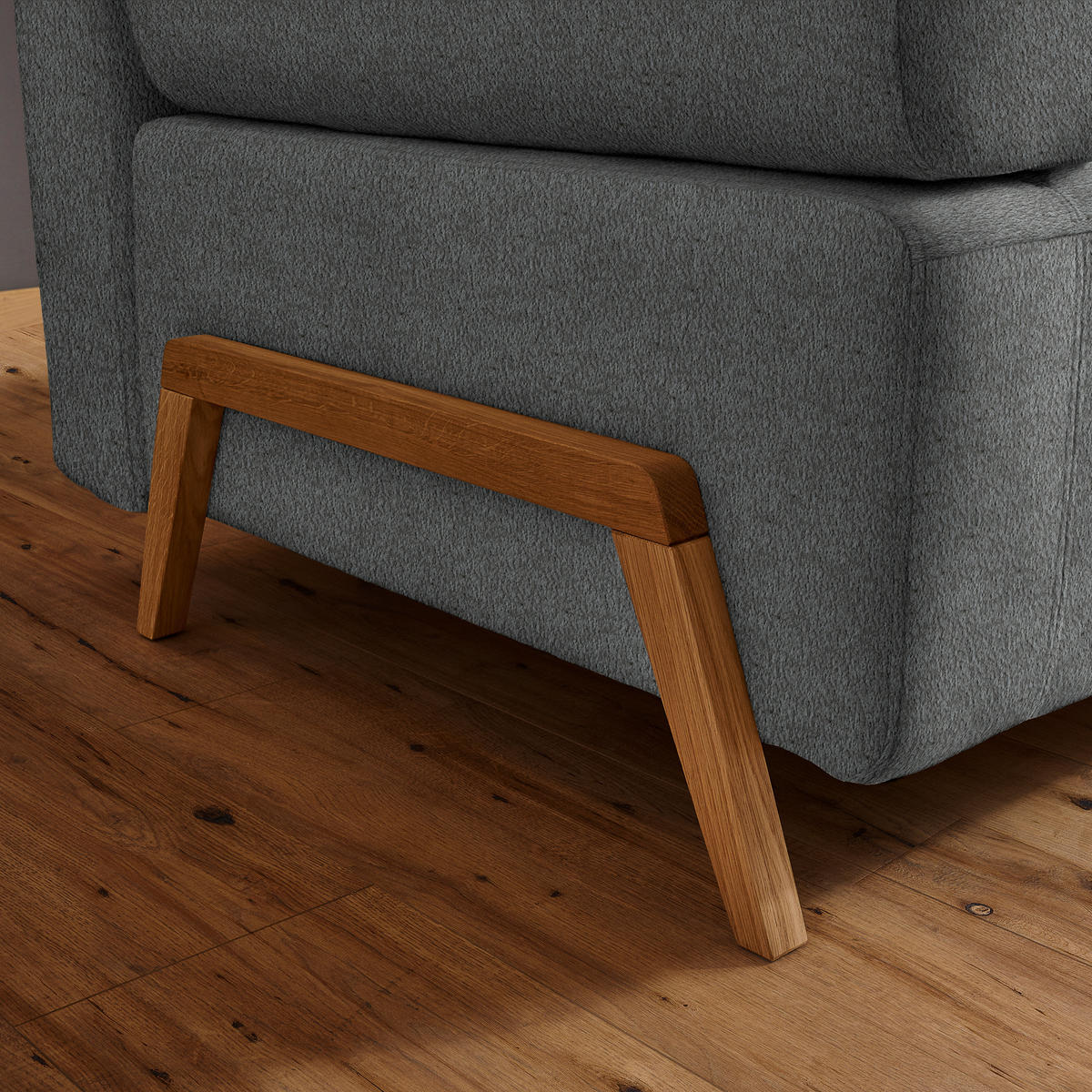 SCHLAFSOFA  mit Stoffauswahl, Liegefunktion, Schlafen auf Sitzhöhe Teddystoff Grau  - Naturfarben/Grau, Design, Holz/Textil (211/88/102cm) - Niels Andersson