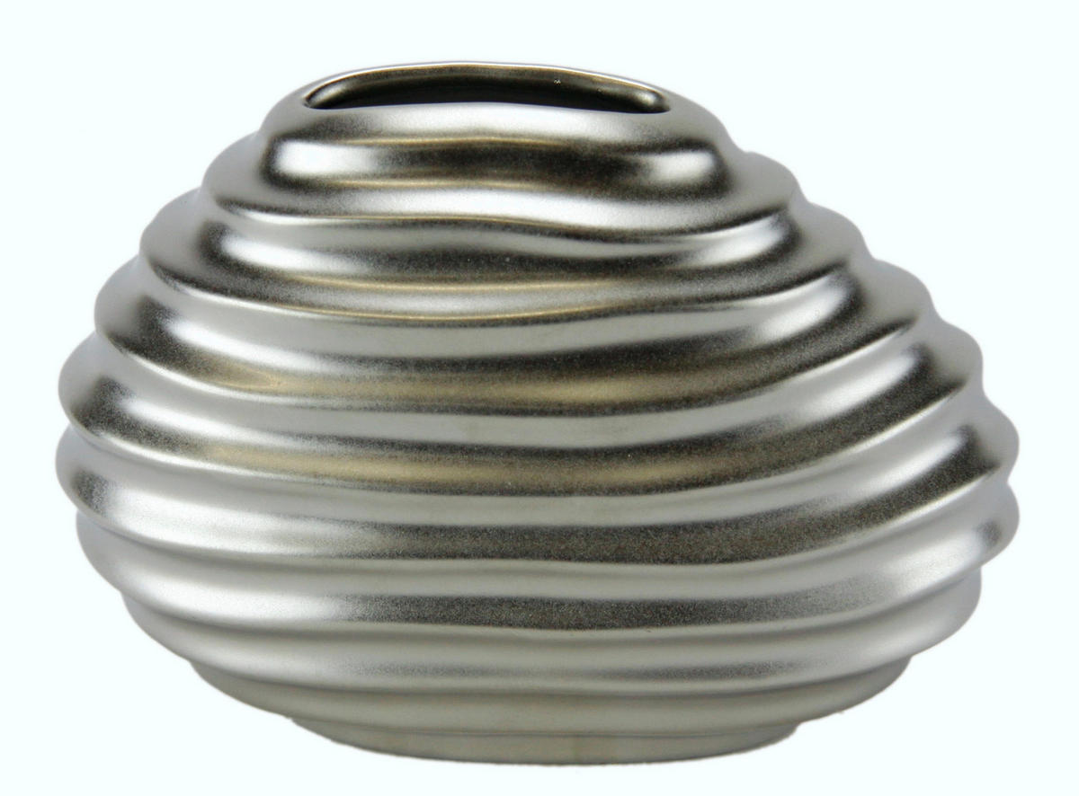 VASE 14 cm  - Silberfarben, Basics, Keramik (12/14/7cm)