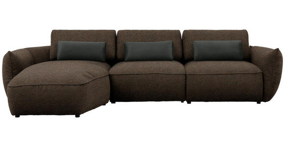 ECKSOFA  in Chenille Braun, Grün  190/340 cm  - Schwarz/Braun, Design, Kunststoff/Textil (190/340cm) - Belluti
