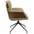 ARMLEHNSTUHL , Wippfunktion, Sitzfläche 360° drehbar, automatische Rückholfunktion , Echtleder  - Taupe/Walnussfarben, Design, Leder/Holz (62/92/66cm) - Dieter Knoll