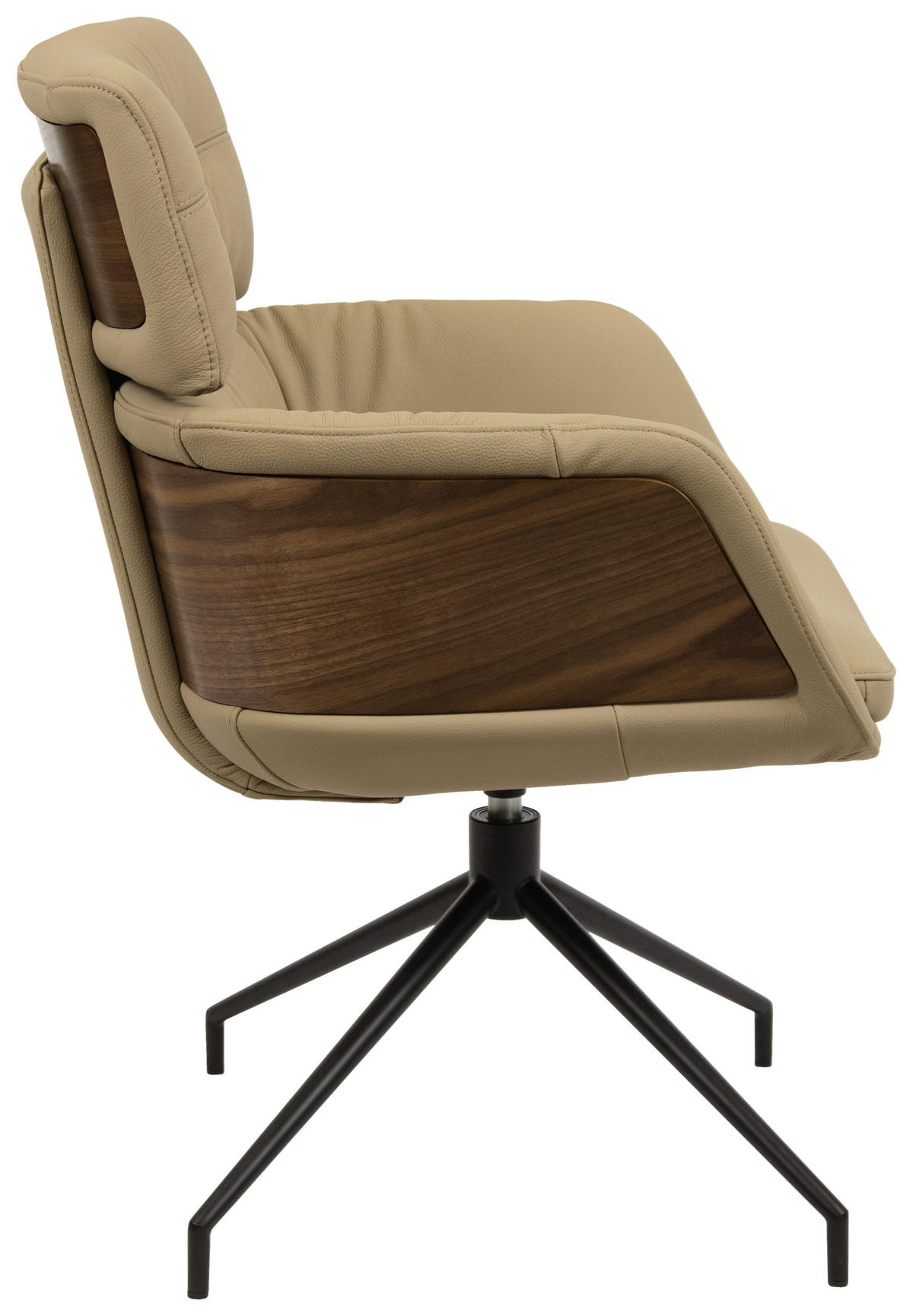 ARMLEHNSTUHL  in Eisen Echtleder pigmentiert  - Taupe/Walnussfarben, Design, Leder/Holz (62/92/66cm) - Dieter Knoll