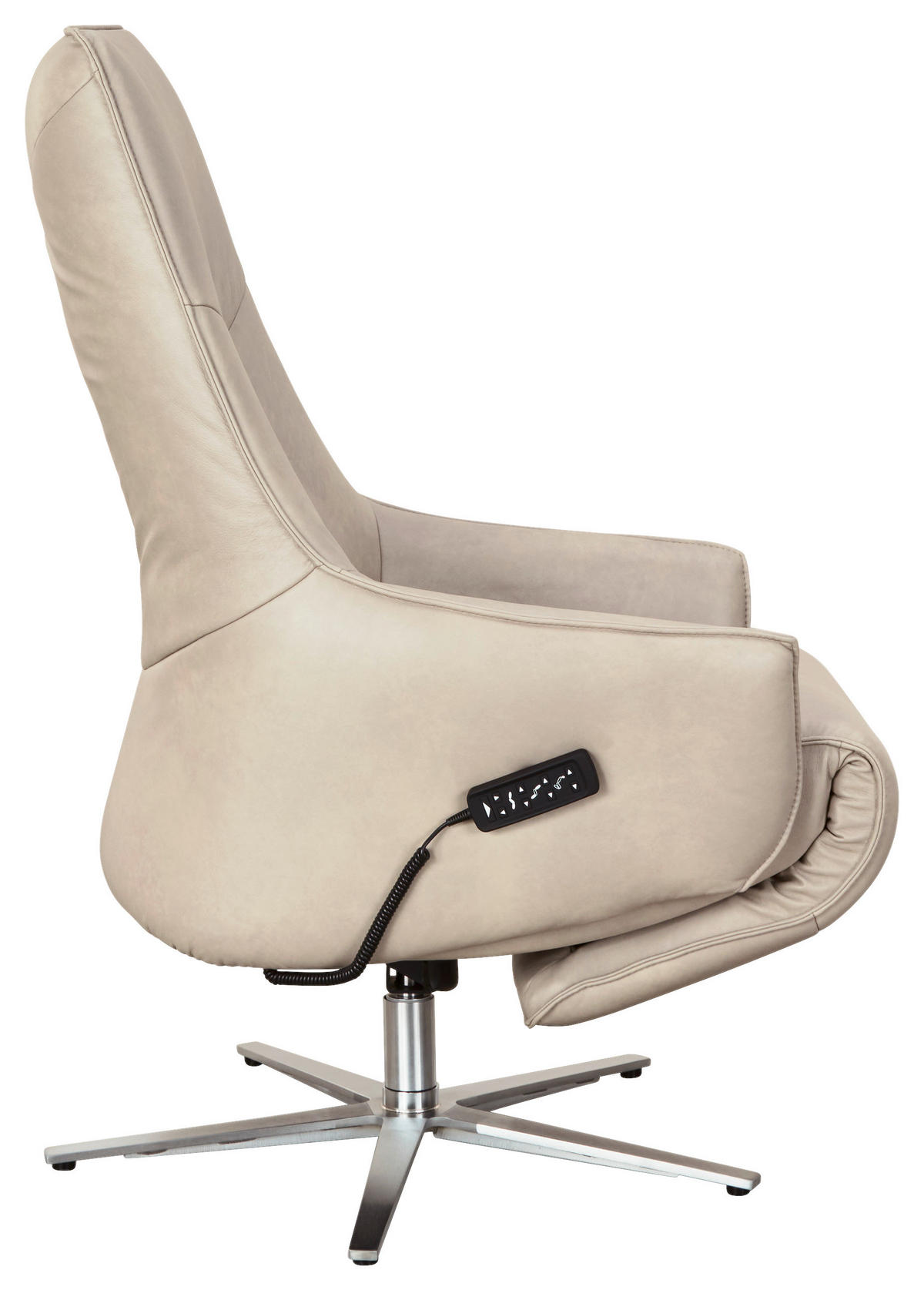 RELAXSESSEL Echtleder Relaxfunktion, Fußteilverstellung    - Edelstahlfarben/Creme, Design, Leder/Metall (70/120/88cm) - Himolla