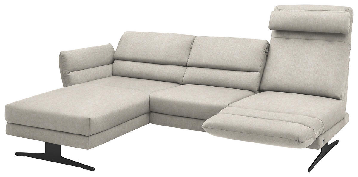 ECKSOFA  in Flachgewebe Naturfarben  176-217/279-327 cm  - Schwarz/Naturfarben, Design, Textil/Metall (176-217/279-327cm) - Dieter Knoll