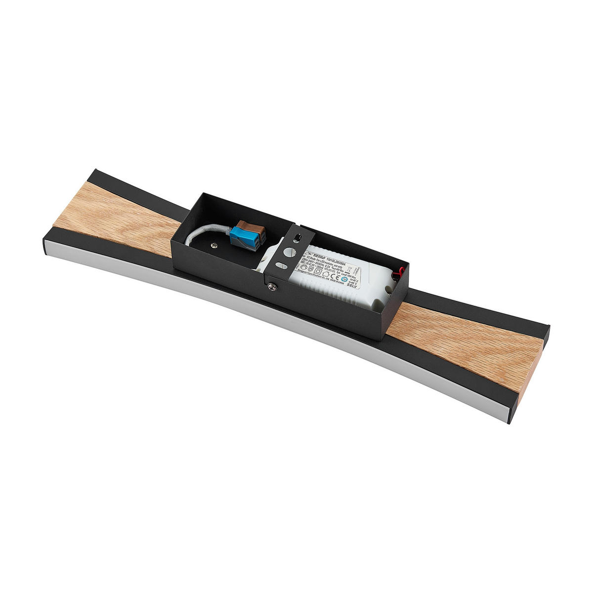 LED-WANDLEUCHTE Ella 40,5/9/5,5 cm   - Eichefarben/Schwarz, Natur, Holz/Kunststoff (40,5/9/5,5cm) - Novel