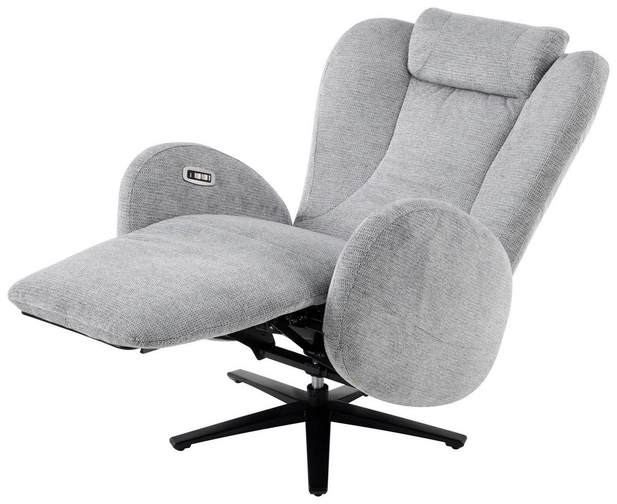 RELAXSESSEL Webstoff Relaxfunktion, Fußteilverstellung, Nackenkissen    - Schwarz/Grau, Design, Textil/Metall (77/109/89cm) - Stylife
