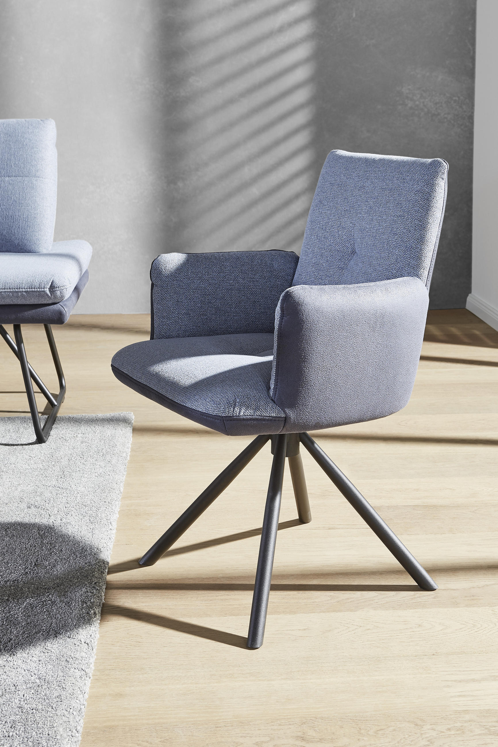 ARMLEHNSTUHL  in Stahl Flachgewebe  - Blau/Schwarz, Design, Textil/Metall (62/87/59cm) - Dieter Knoll