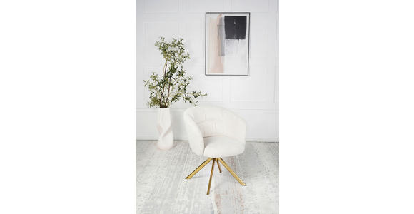 ARMLEHNSTUHL  Sitzfläche 360° drehbar Mikrofaser  Goldfarben, Beige  - Beige/Goldfarben, Design, Textil/Metall (65,5/82/61,5cm) - Hom`in