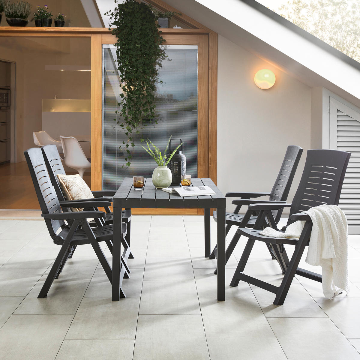 GARTENTISCH 138/72/78 cm Kunststoff rechteckig  - Anthrazit, MODERN, Kunststoff (138/72/78cm) - Ambia Garden