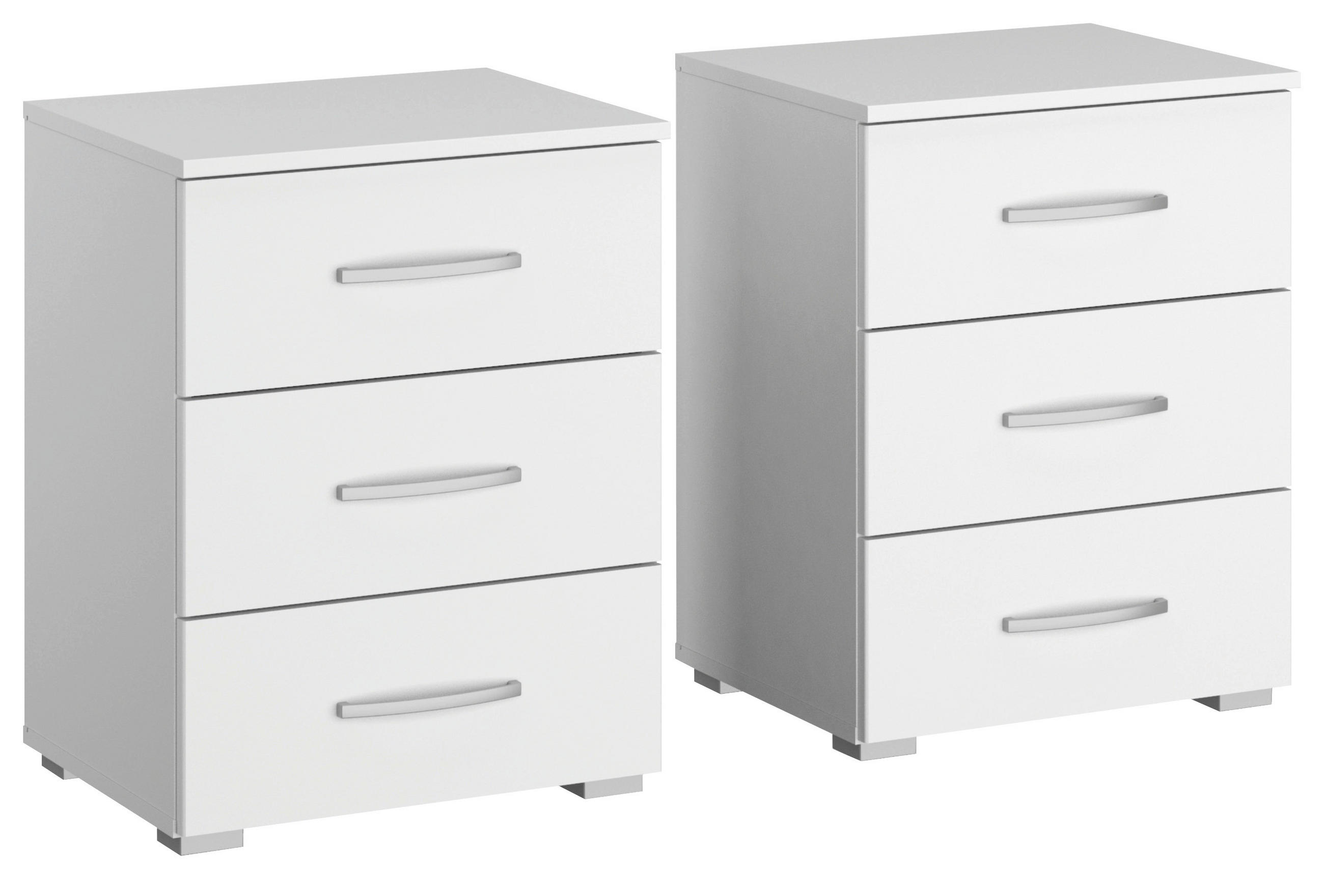 SET NOČNIH OMARIC,  - bela/barve aluminija, Design, umetna masa/leseni material (47/62/42cm) - Carryhome