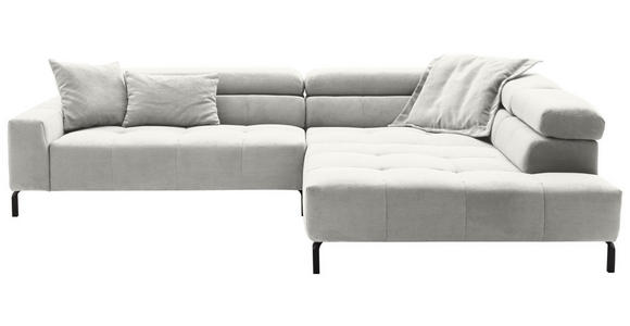 ECKSOFA Weiß Cord Rücken echt, Kopfteilverstellung, Sitzvorzug  - Schwarz/Weiß, KONVENTIONELL, Textil/Metall (311/219cm) - Hom`in