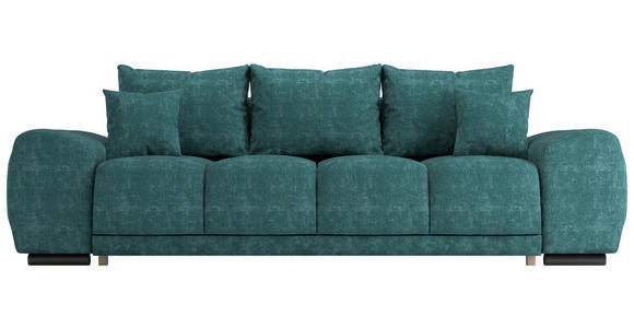 BIGSOFA Chenille Azurblau  - Azurblau/Schwarz, KONVENTIONELL, Kunststoff/Textil (266/89/104cm) - Carryhome