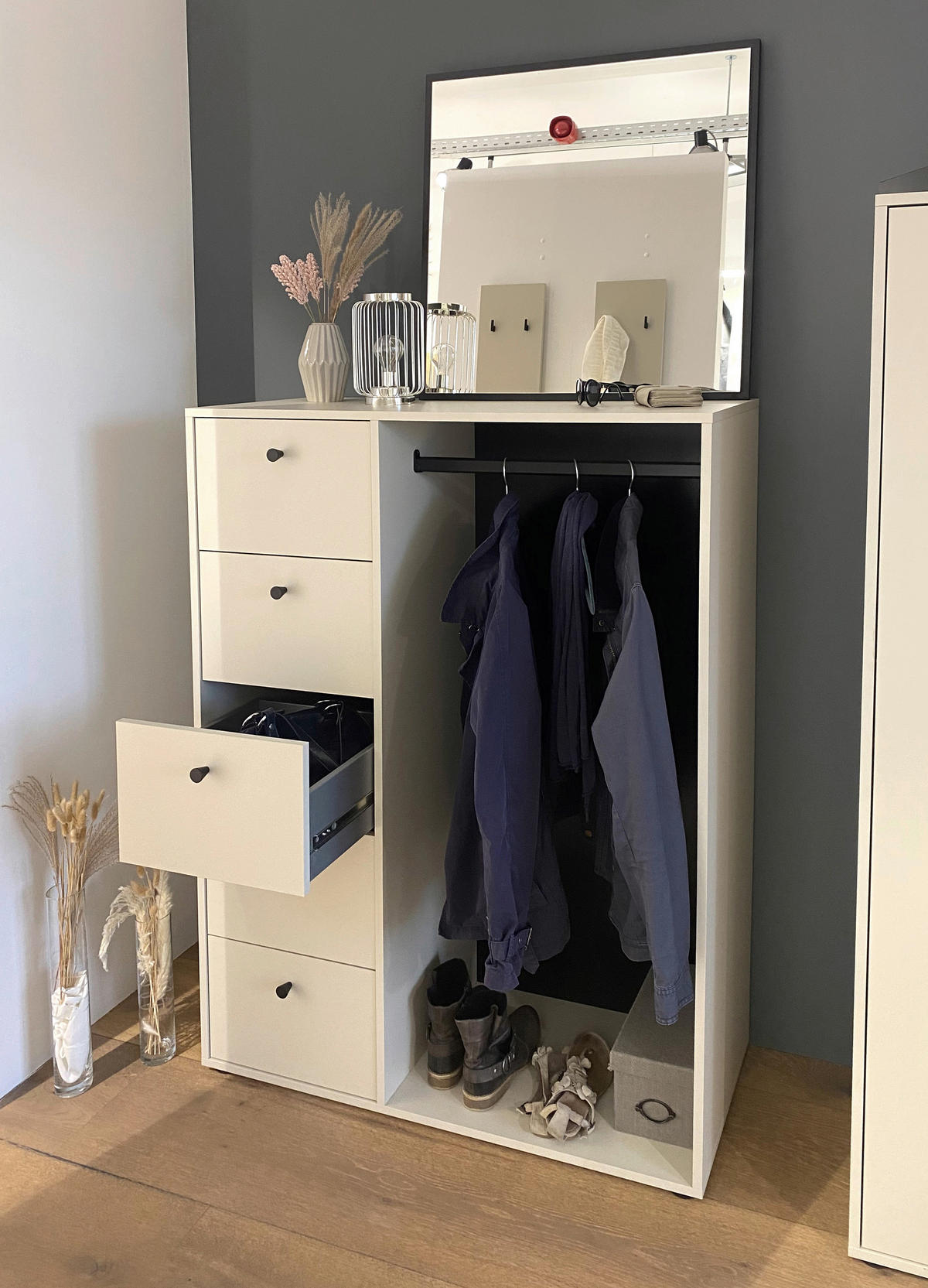 KLEIDERSCHRANK 98/132/98 cm Beige  - Beige/Schwarz, Design, Holzwerkstoff/Metall (98/132/98cm) - MID.YOU