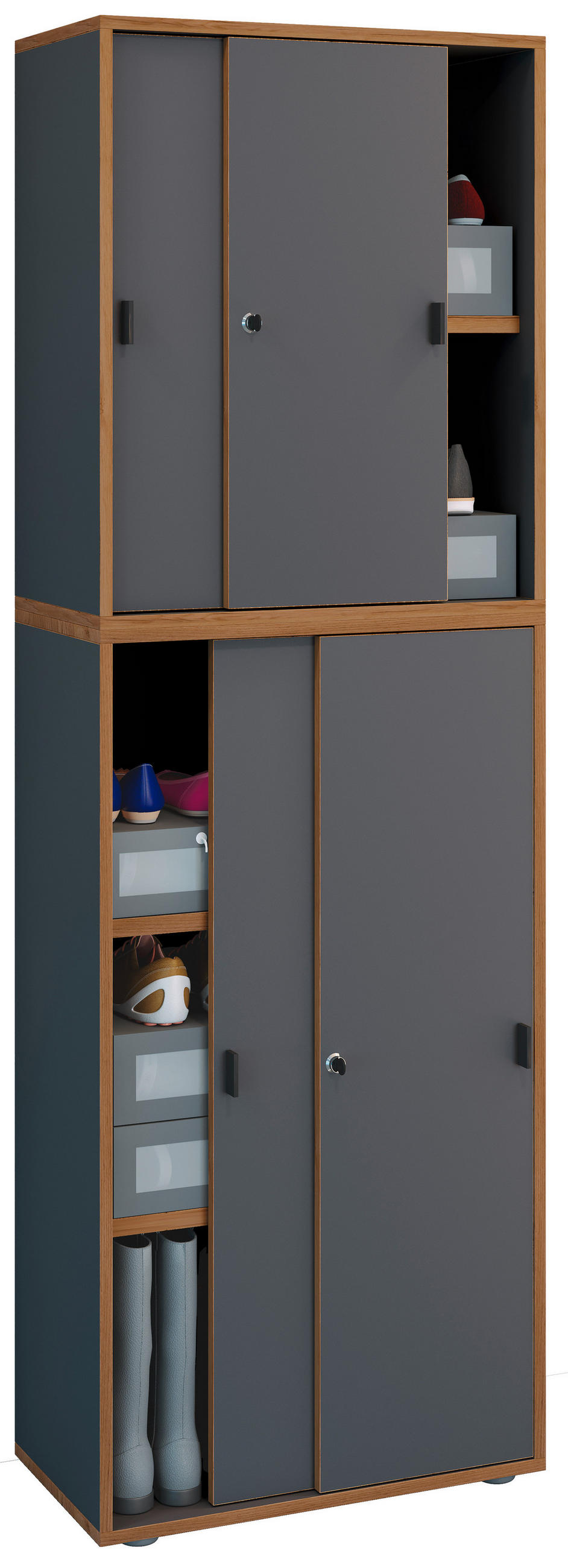 SCHUHSCHRANK  in 60/183/37 cm  - Honigeiche/Anthrazit, Design, Holzwerkstoff/Kunststoff (60/183/37cm) - MID.YOU