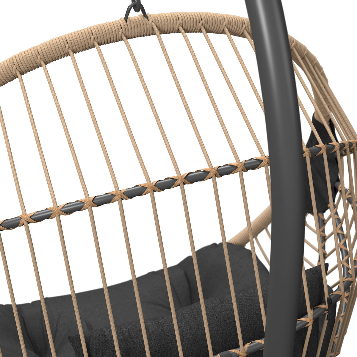 HÄNGESESSEL - Anthrazit/Naturfarben, Design, Kunststoff/Textil (99/200/106cm) - Ambia Garden