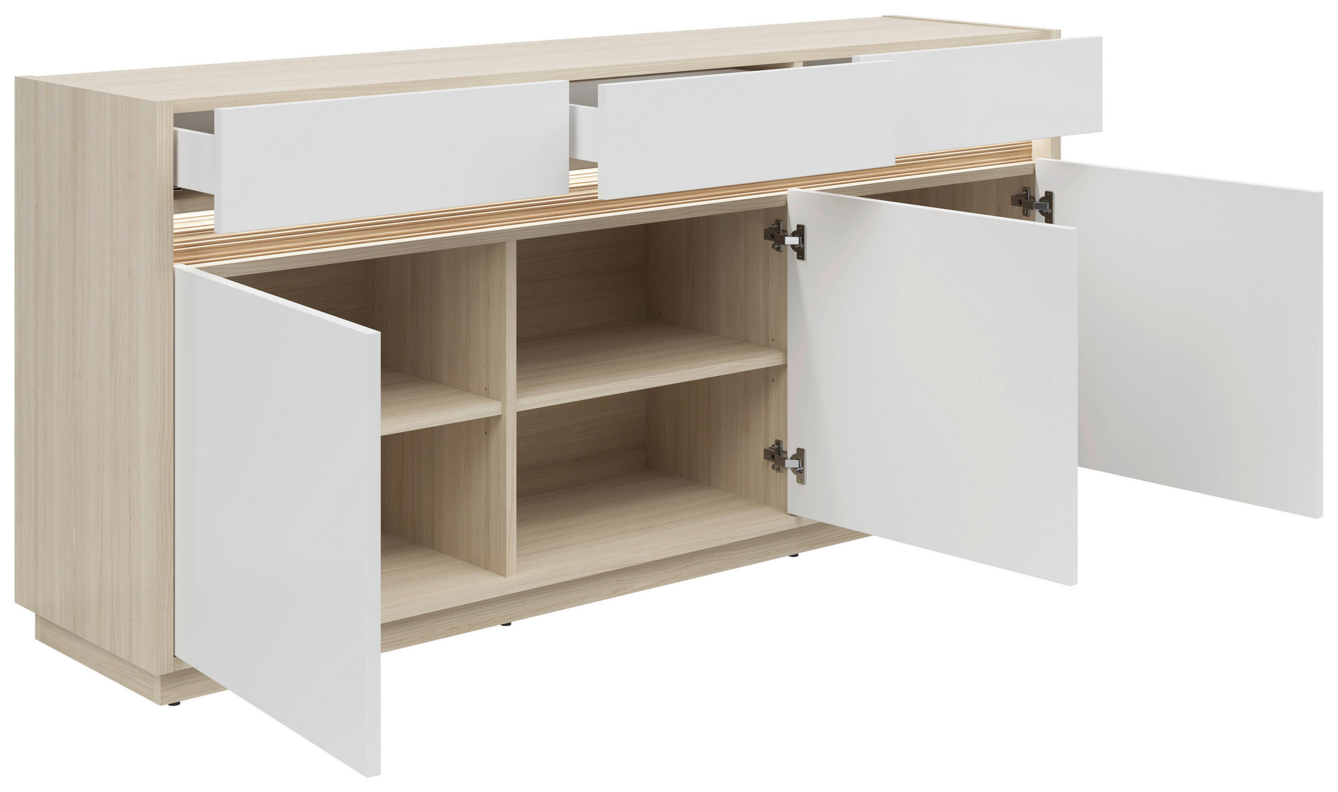 SIDEBOARD 173,5/80,8/42 cm  in Weiß, Eichefarben  - Eichefarben/Schwarz, KONVENTIONELL, Holzwerkstoff/Kunststoff (173,5/80,8/42cm) - Hom`in