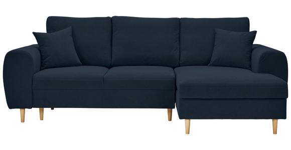 ECKSOFA in Webstoff Dunkelblau  - Naturfarben/Dunkelblau, KONVENTIONELL, Holz/Textil (250/145cm) - Carryhome