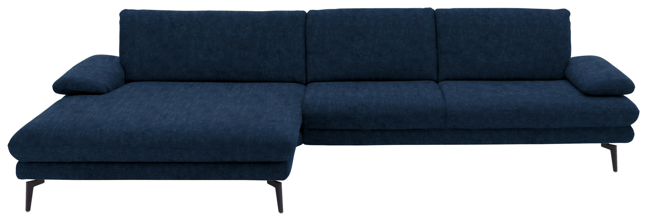 ECKSOFA in Velours Dunkelblau - Schwarz/Dunkelblau, Design, Textil/Metall (180/310cm) - Dieter Knoll