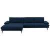 ECKSOFA in Velours Dunkelblau  - Schwarz/Dunkelblau, Design, Textil/Metall (180/310cm) - Dieter Knoll