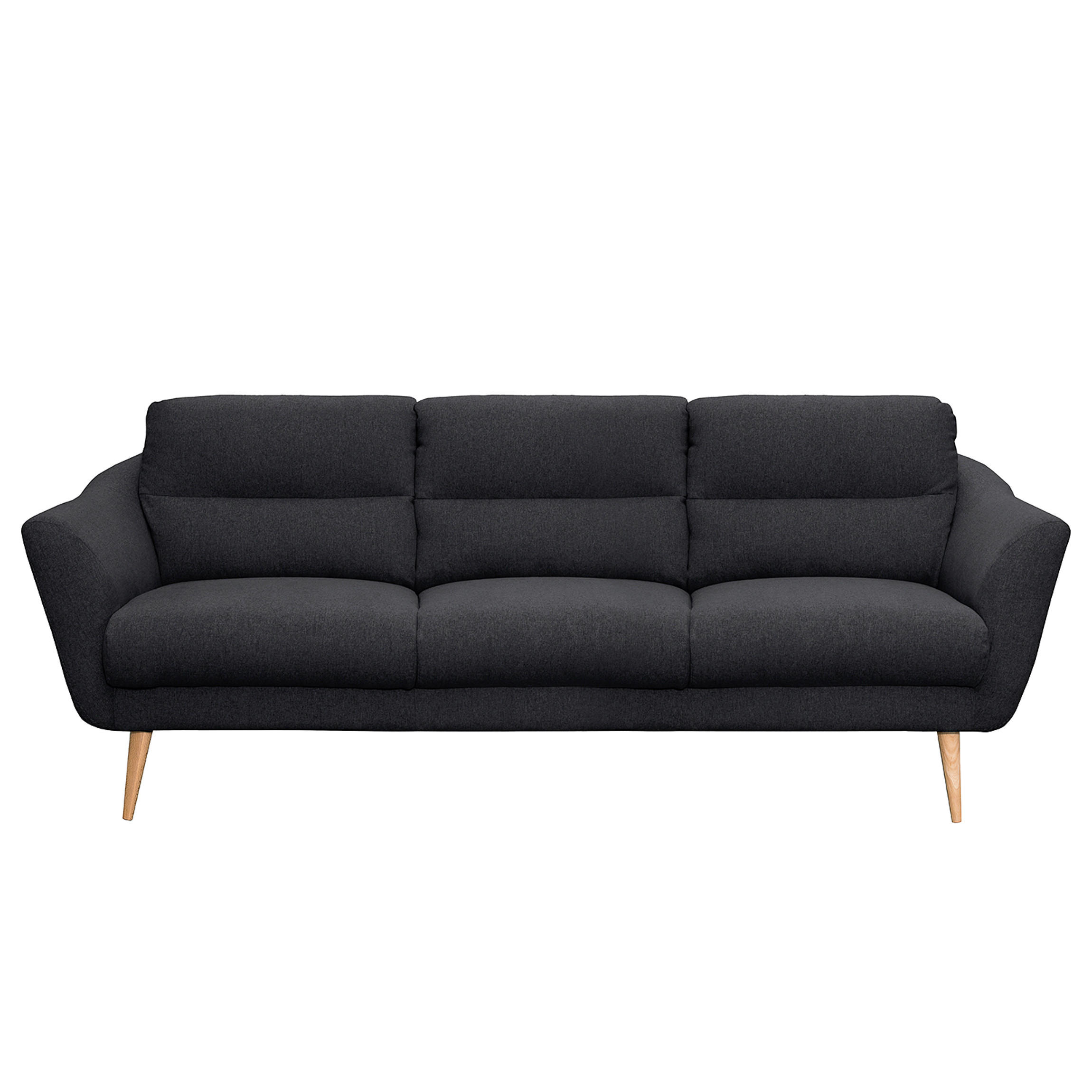 3-SITZER-SOFA in Webstoff Anthrazit  - Anthrazit/Buchefarben, Design, Holz/Textil (209/87/88cm) - Livetastic