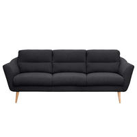 3-SITZER-SOFA in Webstoff Anthrazit  - Anthrazit/Buchefarben, Design, Holz/Textil (209/87/88cm) - Livetastic