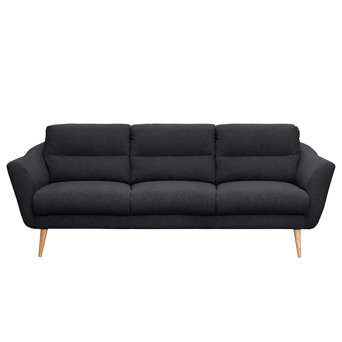 3-SITZER-SOFA in Webstoff Anthrazit  - Anthrazit/Buchefarben, Design, Holz/Textil (209/87/88cm) - Livetastic