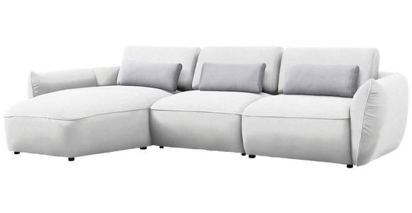 ECKSOFA  in Chenille Weiß  190/340 cm  - Greige/Schwarz, Design, Kunststoff/Textil (190/340cm) - Belluti