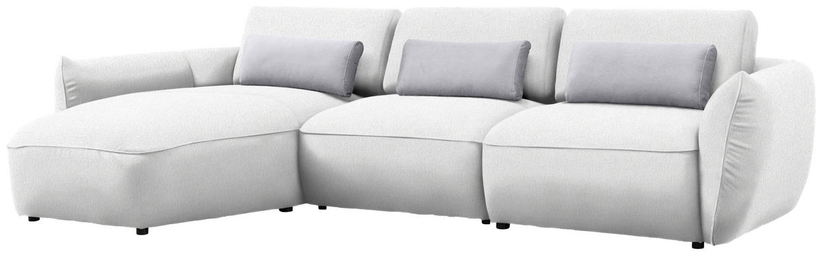 ECKSOFA  in Chenille Weiß  190/340 cm  - Greige/Schwarz, Design, Kunststoff/Textil (190/340cm) - Belluti