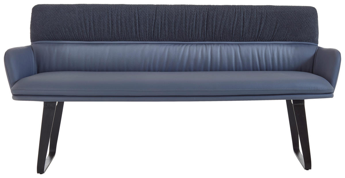 SITZBANK Metall, Textil Hellgrau  - Hellgrau/Schwarz, Design, Textil/Metall (180/86/68cm) - Valdera