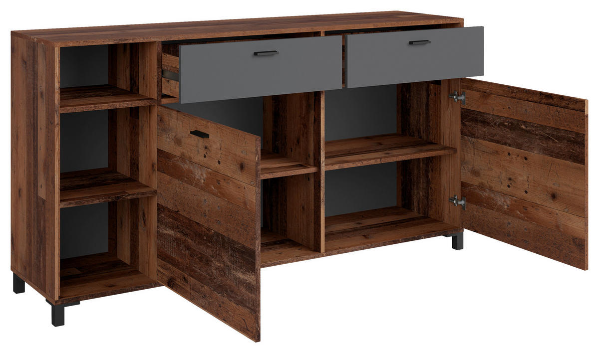 SIDEBOARD Jackson  in 160/85/40 cm  - Anthrazit/Schwarz, Design, Holzwerkstoff/Kunststoff (160/85/40cm) - MID.YOU