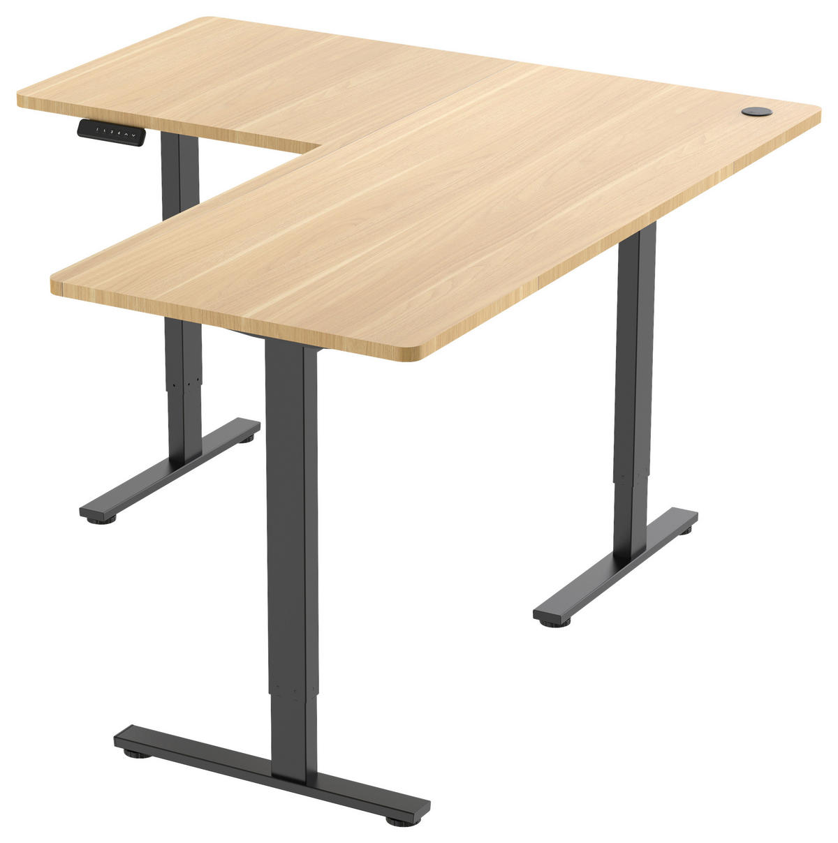 ECKSCHREIBTISCH  Schwarz, Eichefarben höhenverstellbar  - Eichefarben/Schwarz, Modern, Holzwerkstoff/Metall (160/74,5/119/140cm) - MID.YOU
