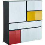 HIGHBOARD Gelb, Rot, Schwarz, Weiß  - Gelb/Rot, Trend, Glas/Holzwerkstoff (120/130/40cm) - Novel