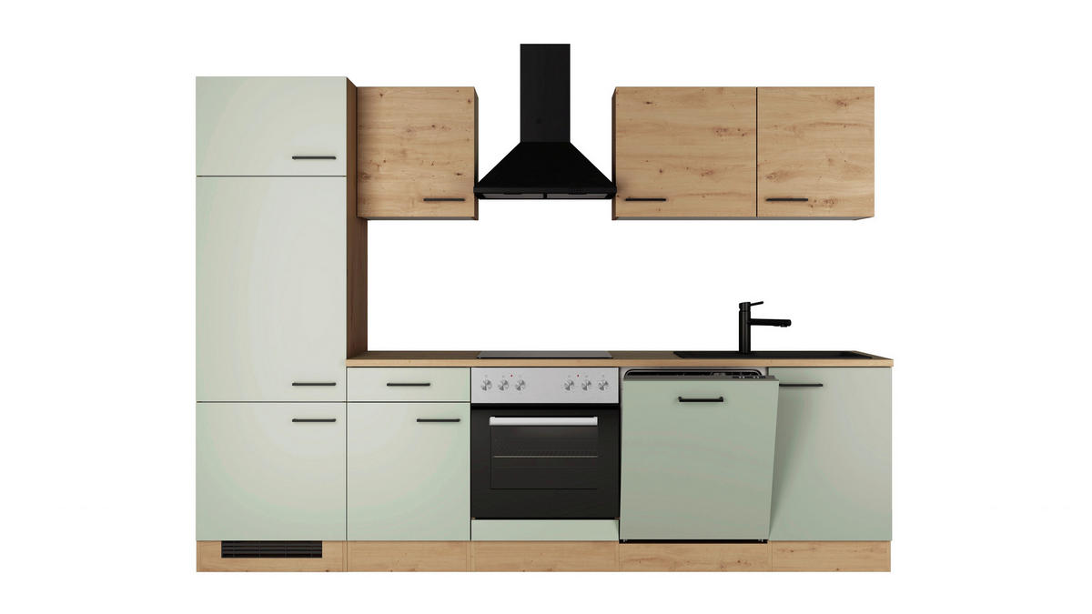 KUCHYNSKÝ BLOK 280 cm - čierna/trstinovozelená, Trend, kov/kompozitné drevo (280cm) - FlexWell