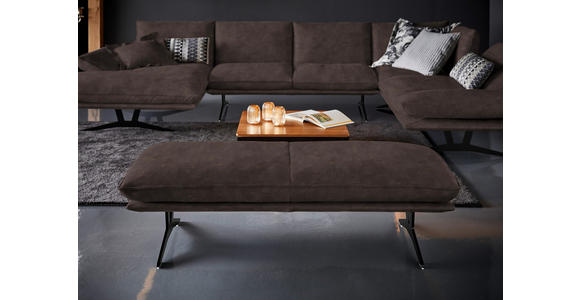 WOHNLANDSCHAFT in Echtleder Braun - Schwarz/Braun, Natur, Leder/Metall (155/359/217cm) - Dieter Knoll